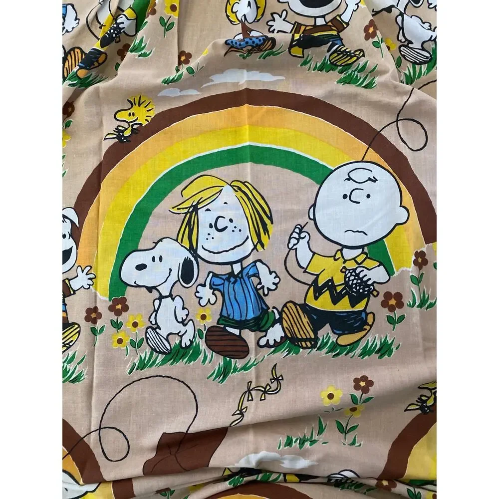 Vintage 70s Peanuts Charlie Brown Snoopy Pinch Pleat Drapes Set of 2 – 61” Long